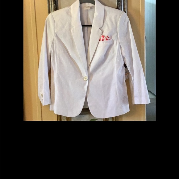 Blazer white size SP  WT 86$ tag by Rafaella button front /hanky. Cotton - Picture 12 of 15